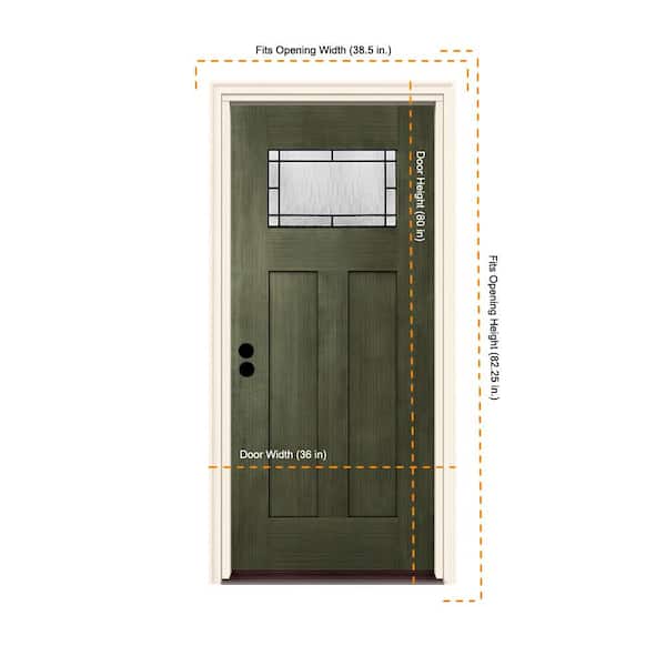 JELD-WEN 36 in. x 80 in. Right-Hand 1-Lite Craftsman Wendover Juniper  Stained Fiberglass Prehung Front Door with Brickmould THDJW222600024 - The  Home Depot