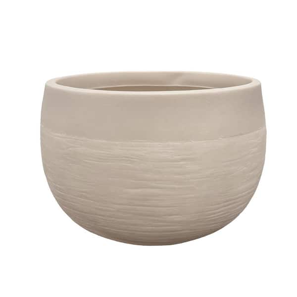 Jennings Large Beige Resin Bowl Decorative Planter (16 in. L x 16 in. W x 11 in. H)