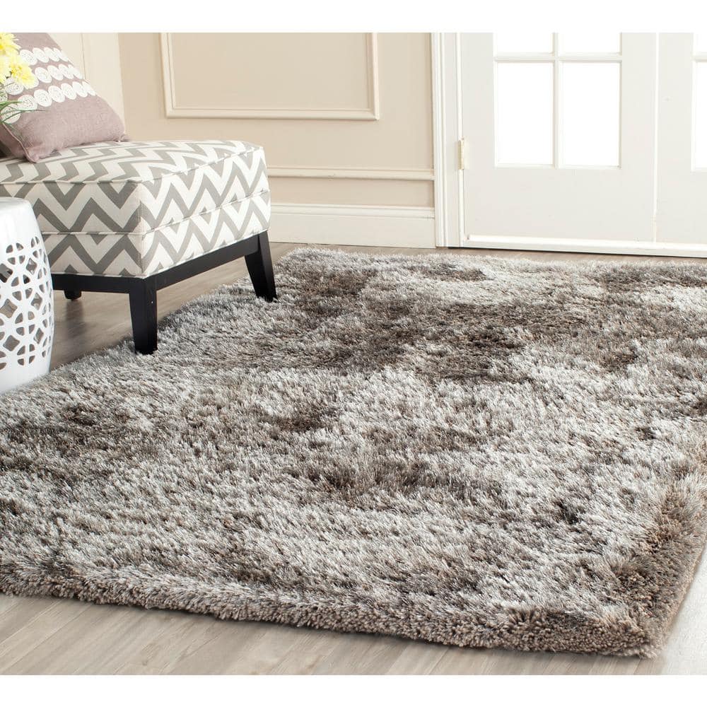 South Beach 6' x 6' Silver Synthetic Shag Rug