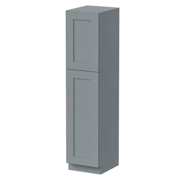 18 in. W x 24 in. D x 96 in. H Plywood Ready to Assemble Floor Base Kitchen Cabinet in Grey with Doors and Shelves