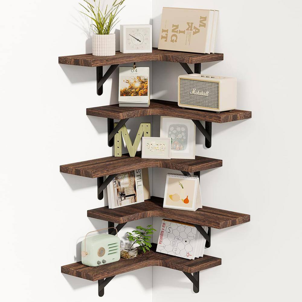 Teamson Kids 16.1 in. W x 5.5 in. D Decorative Wall Shelf, Dark Brown ...