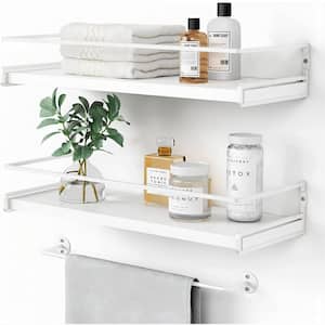 15.7 in. W x 6 in. D White Wood Decorative Wall Shelf (Set of 2)
