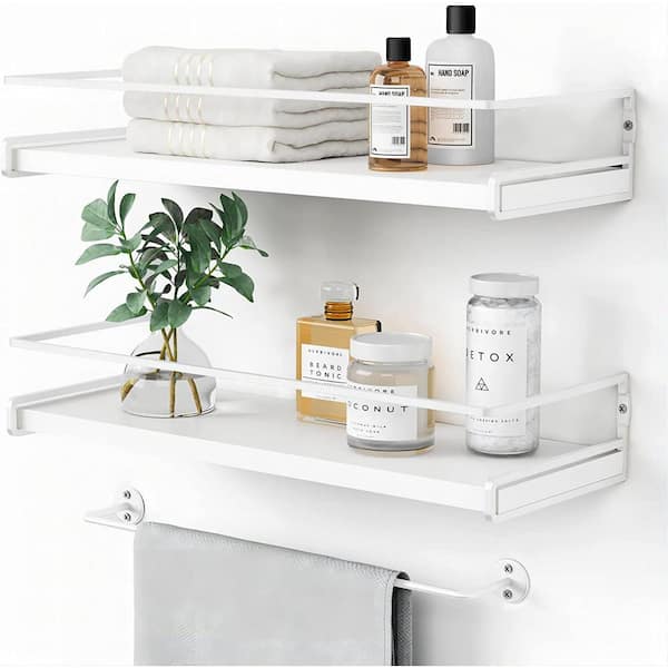 Cubilan 15.7 in. W x 6 in. D White Wood Decorative Wall Shelf (Set of 2)