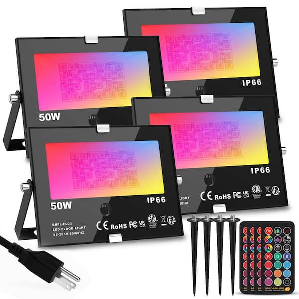 BeamBox 50-Watt Black Plug-In LED Integrated Landscape Flood Light