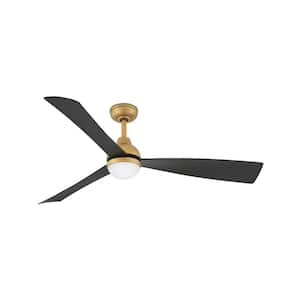 UNA 56.0 in. Integrated LED Indoor/Outdoor Heritage Brass Ceiling Fan with Remote Control