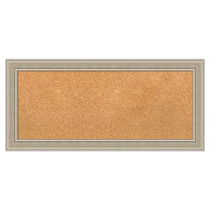 Mezzo Silver Wood Framed Natural Corkboard 34 in. x 16 in. Bulletin Board Memo Board