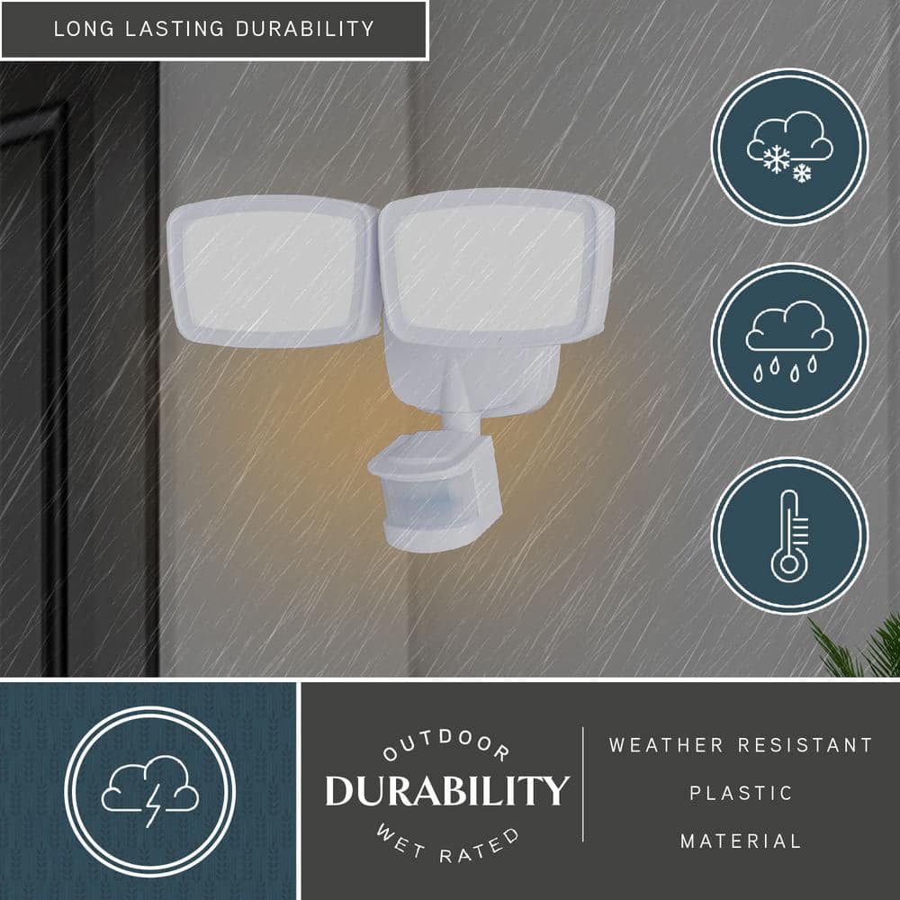 White Polycarbonate LED Motion Sensor Outdoor Security Flood Light
