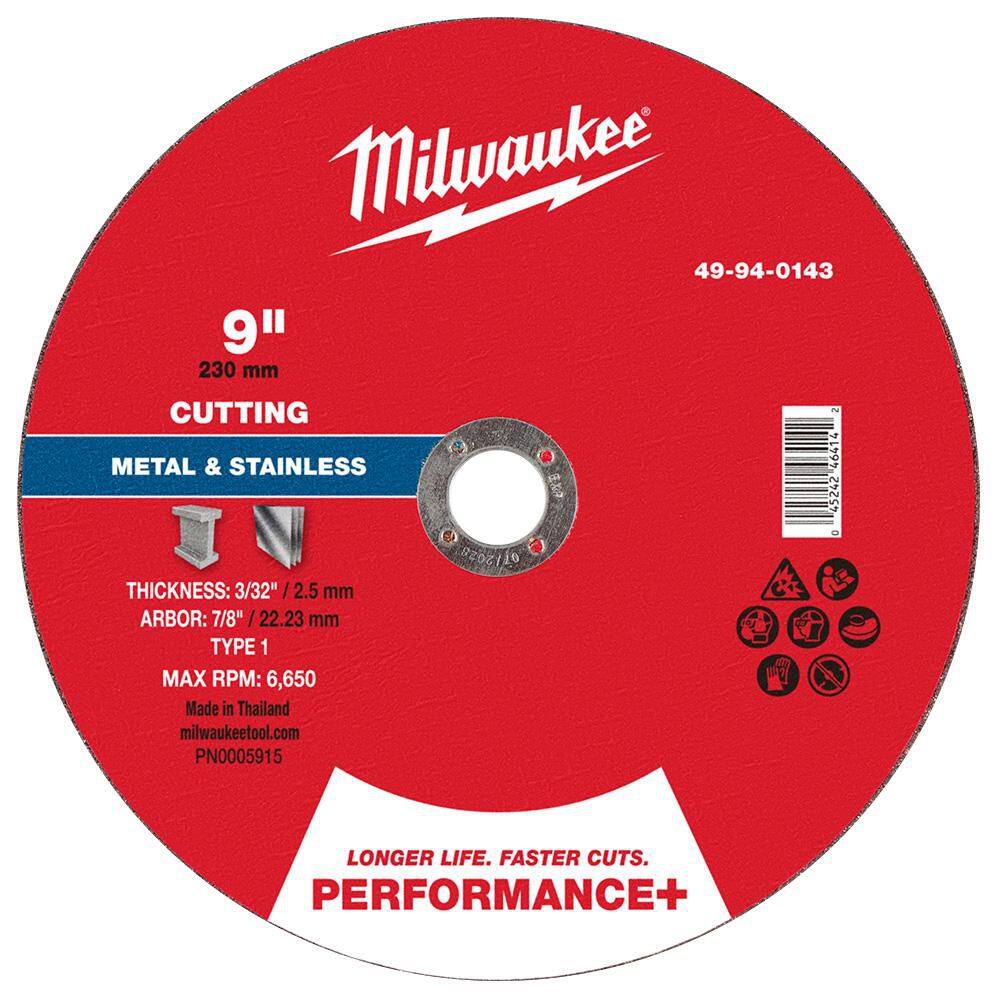 9 in. x 3/32 in. x 7/8 in. Performance Plus Metal Cut Off Wheel - Type 1 price history on PriceWatchPro