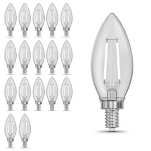 40-Watt Equivalent B10 Dim White Filament Clear Glass Chandelier E12 Candelabra LED Light Bulb, True White 3500K 18-Pack