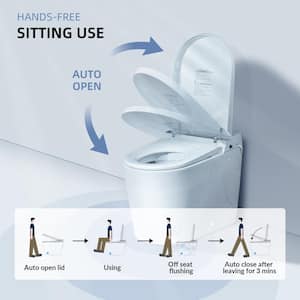 Intelligent 1.28 GPF Elongated Smart Toilet in White with Foot Sensor Function, Auto Open and Auto Close