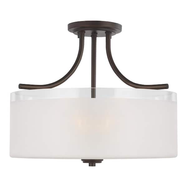 Generation Lighting Norwood 15.25 in. 3-Light Burnt Sienna Semi-Flush Mount