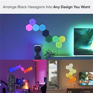 Shapes - Modular Lighting Black Hexagon Smarter Kit RGBW LED Light Panels 6500K (9-Pack)