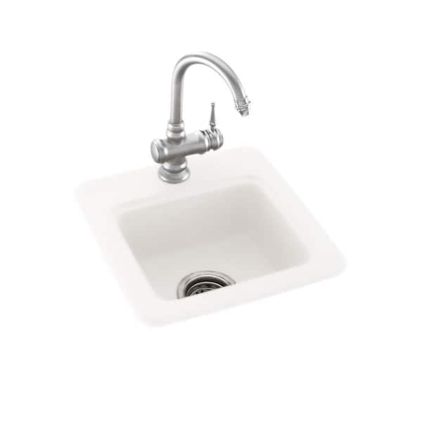 Swan White Solid Surface 15 in. 1-Hole Dual Mount Bar Sink