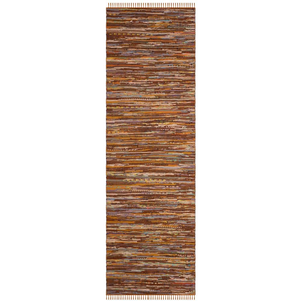 Gold Multi Handmade Wool Cotton Stripe Runner Rug 2'3" x 6'