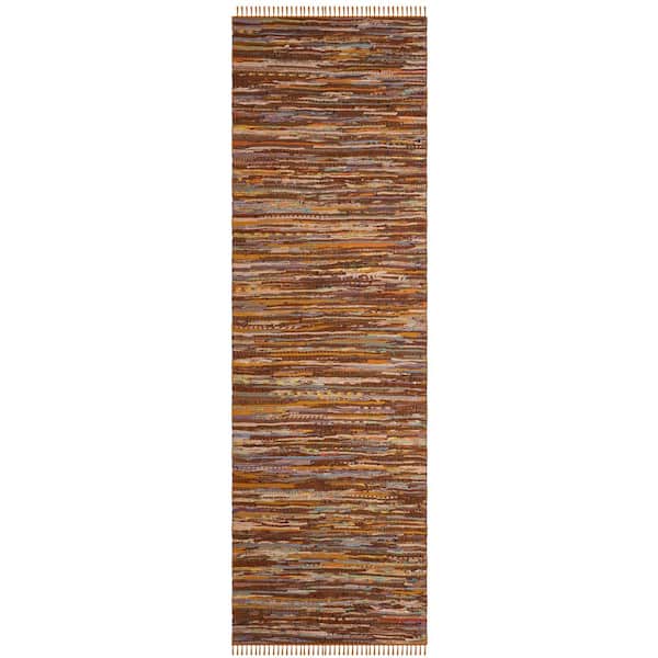 SAFAVIEH Rag Rug Gold/Multi 2 ft. x 6 ft. Striped Speckled Runner Rug