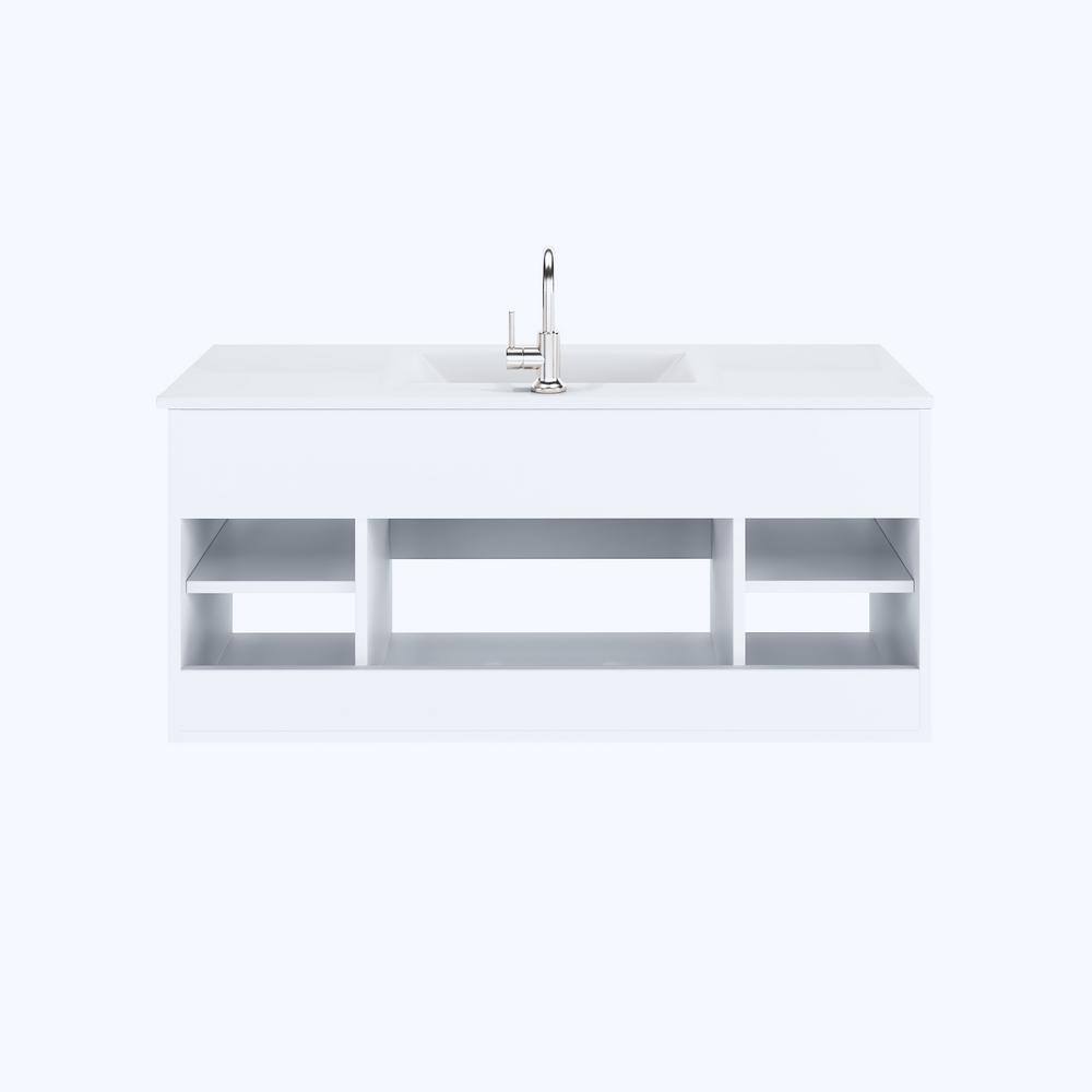 Salt 48" White Wall-Mounted Double Vanity with Acrylic Top