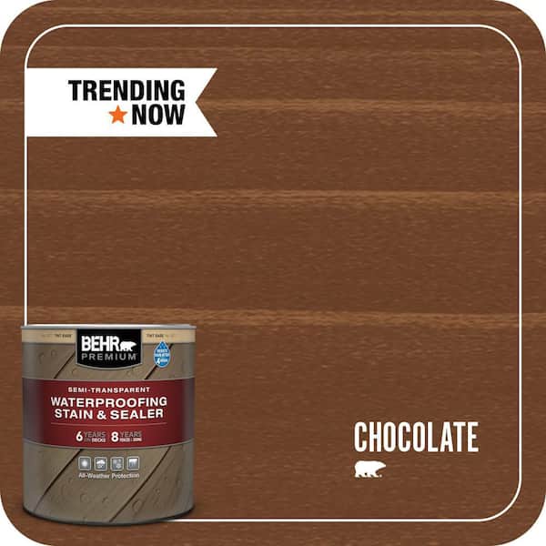 BEHR PREMIUM 1 qt. #ST-129 Chocolate Semi-Transparent Waterproofing Exterior Wood Stain and Sealer