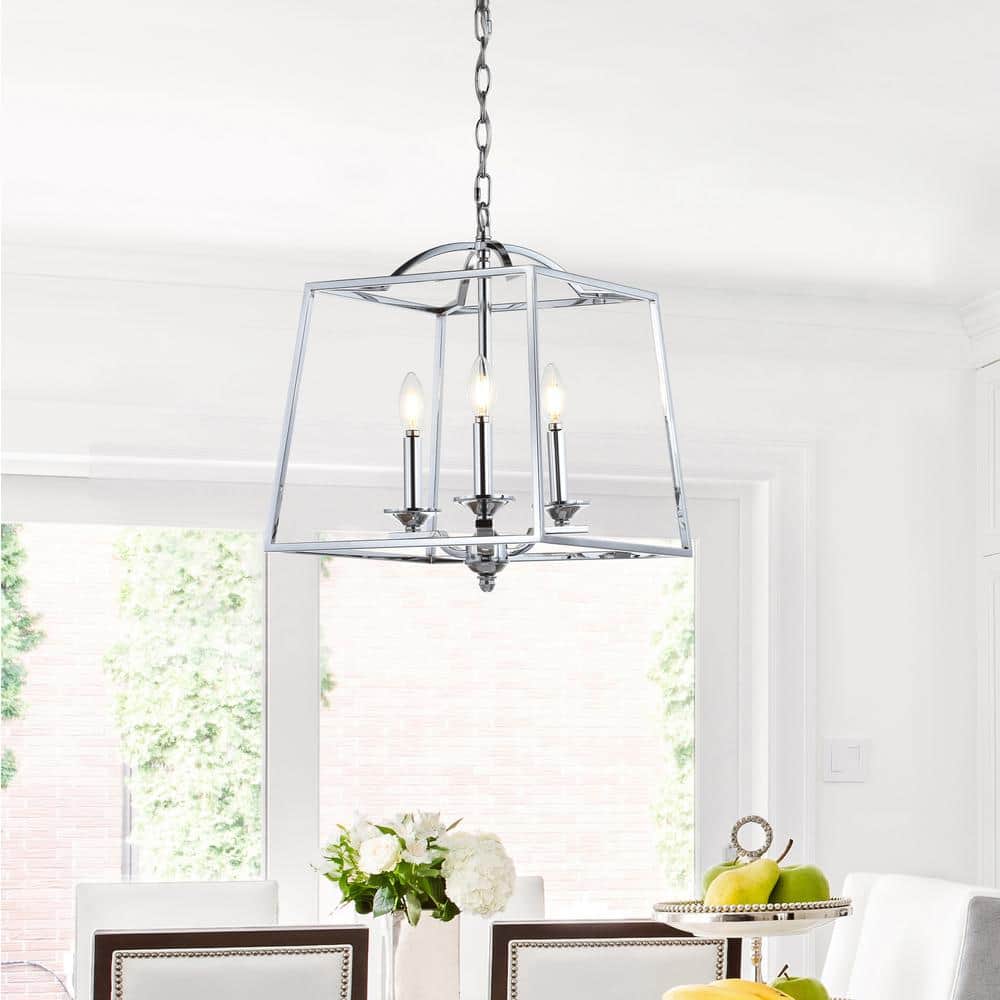 Chrome 14.5" 3-Light LED Pendant with Drum Shade