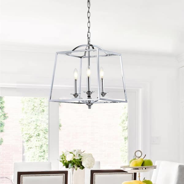 Gloria 14.5 in. 3-Light Chrome Metal LED Pendant