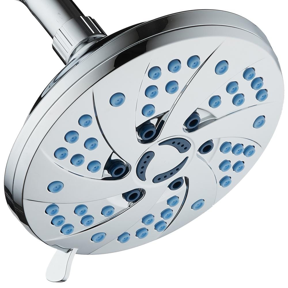 Antimicrobial 6-Spray Patterns 6 in. Single Wall Mount Fixed Showerhead in 