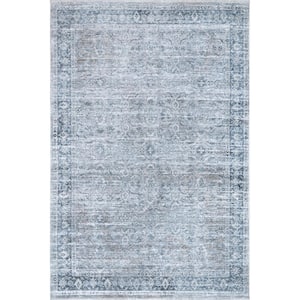 Mirna Faded Persian Machine Washable Light Blue 5 ft. x 7 ft. Area Rug