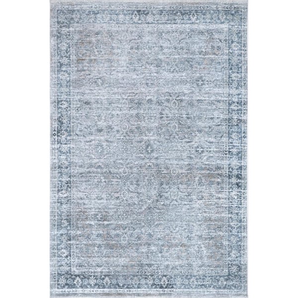 nuLOOM Mirna Faded Persian Machine Washable Light Blue 8 ft. x 10 ft. Area Rug