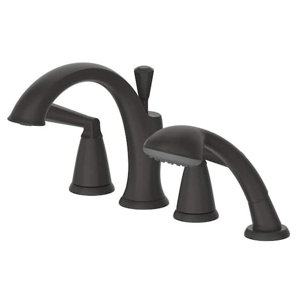 Fontaine by Italia Liege 2-Handle 4-Hole Roman Tub Faucet With Hand Shower in Matte Black