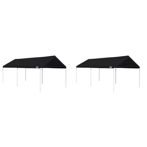 Caravan Canopy Domain 10 ft. x 20 ft. Instant Canopy Tent Set, Black (2-Pack)