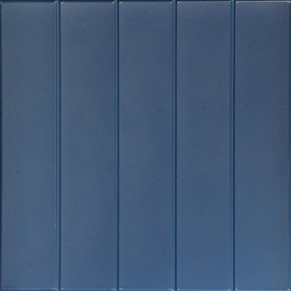 A La Maison Ceilings Bead Board Van Deusen Blue 1.6 ft. x 1.6 ft. Decorative Foam Glue Up Ceiling Tile (21.6 sq. ft./case)