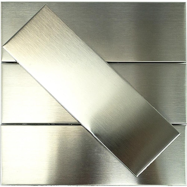 Stainless Steel 2 in. x 6 in. Stainless Steel Subway Wall Tile (120-piece, 10 sq. ft./case)