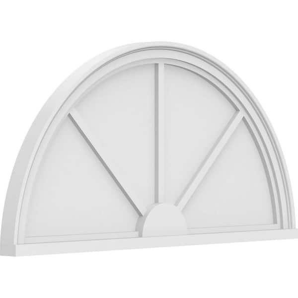 Ekena Millwork 2 in. x 38 in. x 19 in. Half Round 3-Spoke Architectural Grade PVC Pediment Moulding