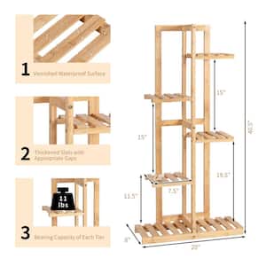 40.5 in. Tall for Outdoor/Indoor Natural Wood Plant Stand