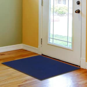 Ottohome Collection Non-Slip Rubberback Modern Solid Design 2x3 Indoor Entryway Mat, 2 ft. 3 in. x 3 ft., Navy