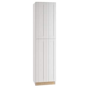 Washington Vesper White Plywood Shaker Assembled Utility Pantry Kitchen Cabinet Soft Close 24 in W x 24 in D x 96 in H