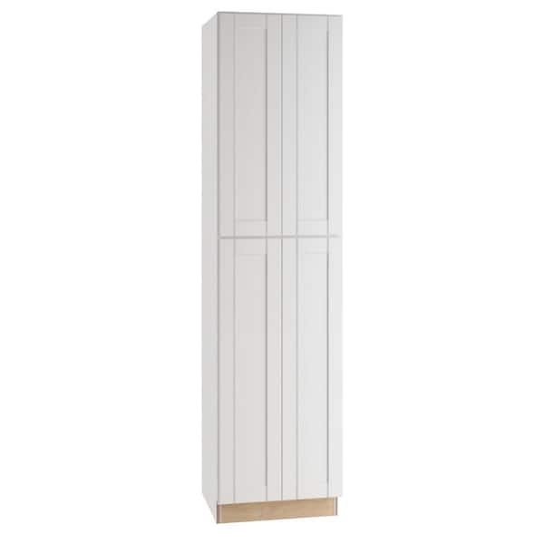 Home Decorators Collection Washington Vesper White Plywood Shaker Assembled Utility Pantry Kitchen Cabinet Soft Close 24 in W x 24 in D x 96 in H