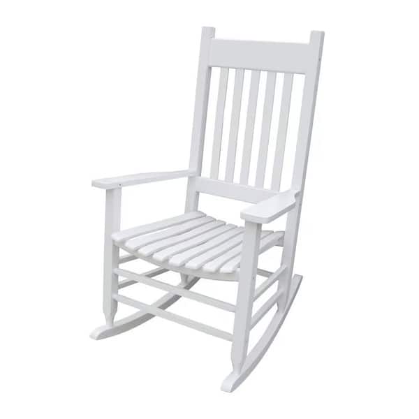 Cubilan White Wood Outdoor Rocking Chair, without Mat