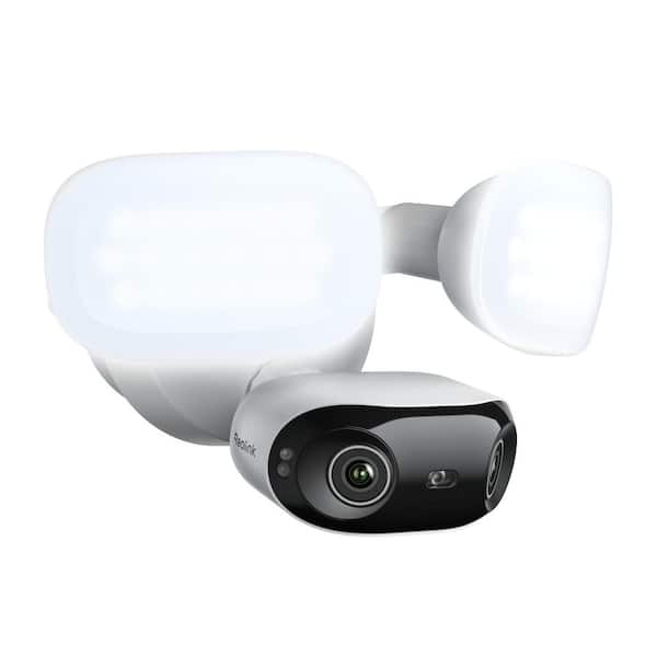 Elite F751W Outdoor Hardwired Wi-Fi Floodlight Security Camera 4K 8MP Panoramic Video with AI Search-White
