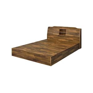 Hestia Brown Wood Frame Queen Panel Bed with Storage Compartments