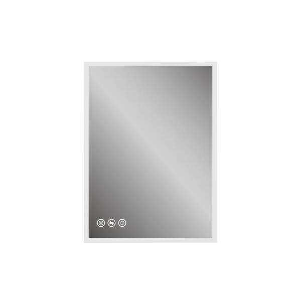 ANGELES HOME 22 in. W x 30 in. H Rectangular Frameless Anti-Fog Wall Mount LED Bathroom Vanity Mirror in Silver