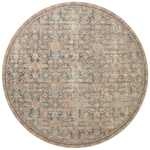 Aubrey 7 ft. 6 in. x 7 ft. 6. in. Round Navy / Multi Traditional Area Rug