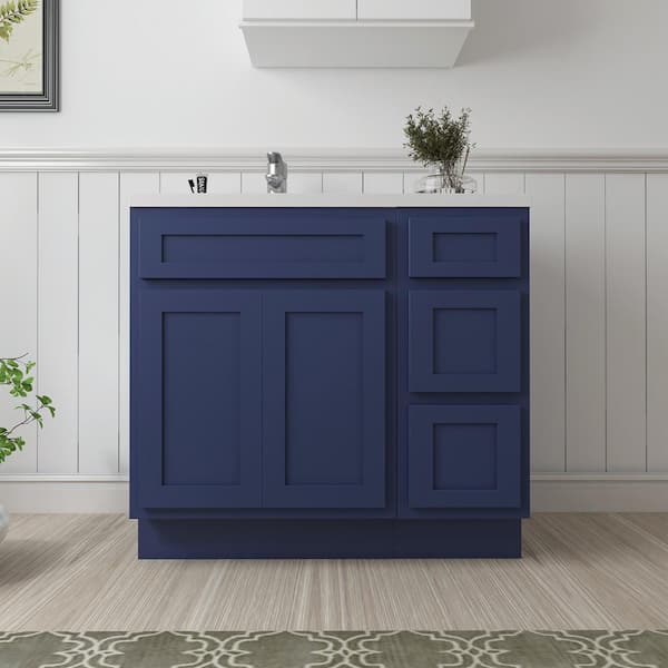 Vanity Art 36 in. W x 21 in. D x 32.5 in. H Bath Vanity Cabinet without Top in Blue