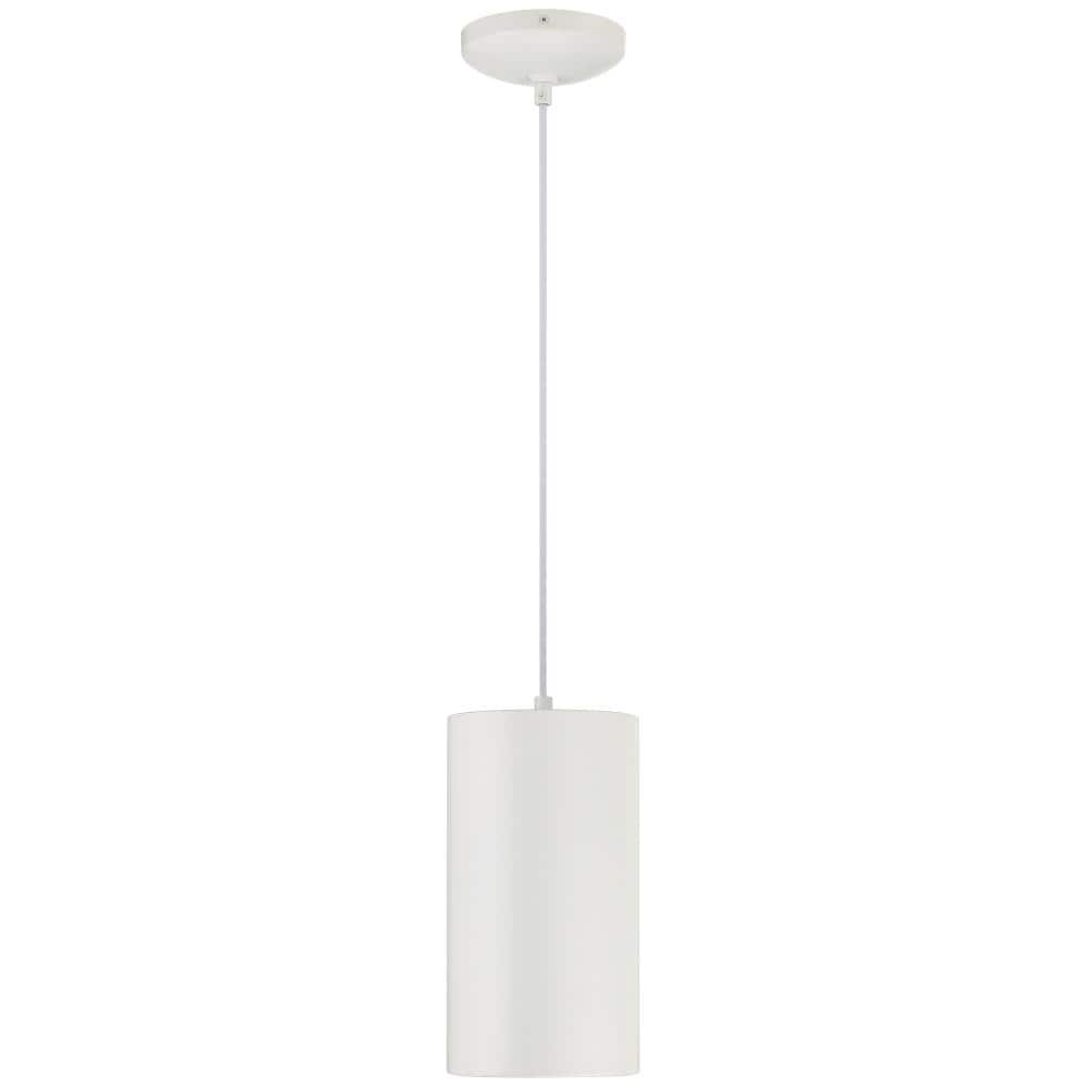 Pilson XL Matte Black and White Glass Drum Pendant Light