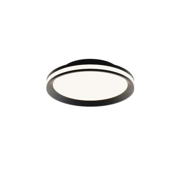 AFX Sona 12 in. 25 -Watt Modern Black Integrated LED Flush Mount with Clear White Acrylic Shade