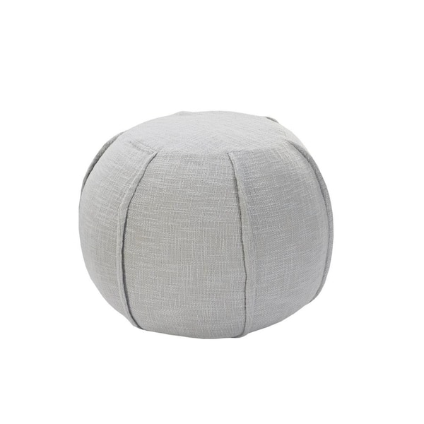 HomeRoots Amelia Gray Cotton Round Accent Ottoman