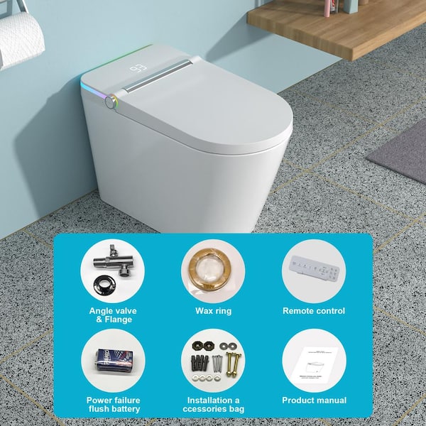 ANGELES HOME Elongated Bidet Toilet with Heated Seat and LED Display