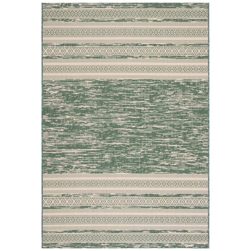 Courtyard Dark Green/Beige 8 ft. x 10 ft. Aztec Striped Indoor/Outdoor Area Rug price history on PriceWatchPro