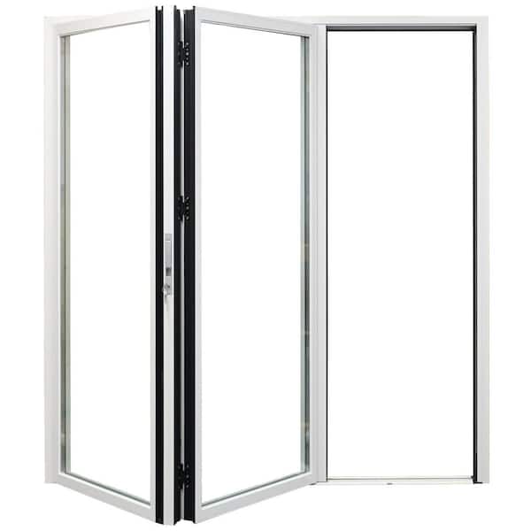 Teza 85 Series 72 in. x 80 in. White Right to Left Folding Aluminum Bi-Fold Patio Door