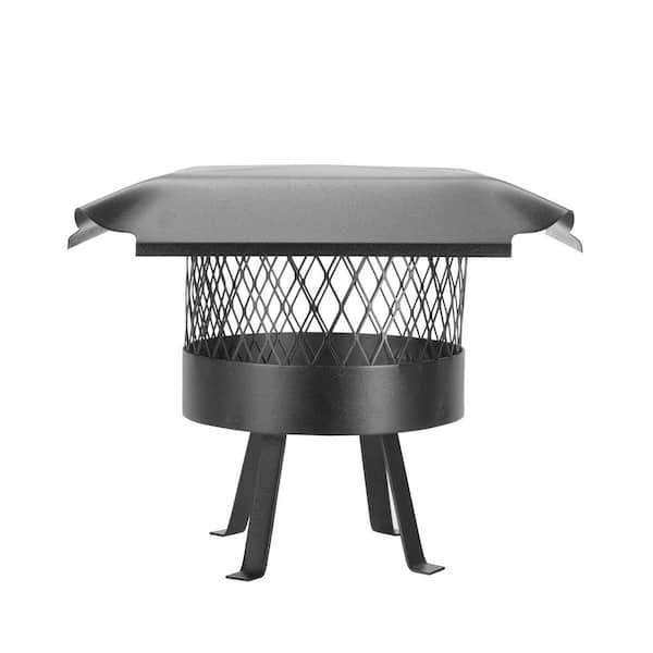 10 in. Round Slip-In Welded Leg Single Flue Chimney Cap in Black Galvanized Steel