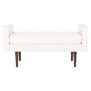 Henri 49 in. Off-White/Brown Upholstered Entryway Bench