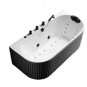 67 in. x 31 in. Combination Bathtub with Center Drain in Black and White
